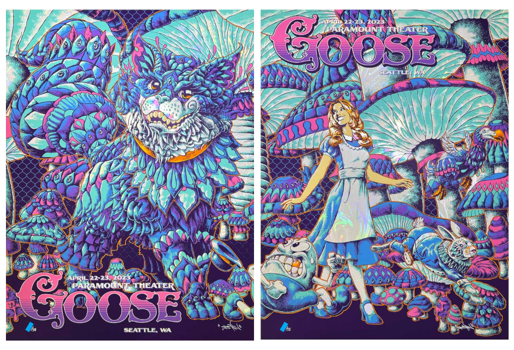 Goose Seattle WA Foil Cut Cheshire Cat & Alice