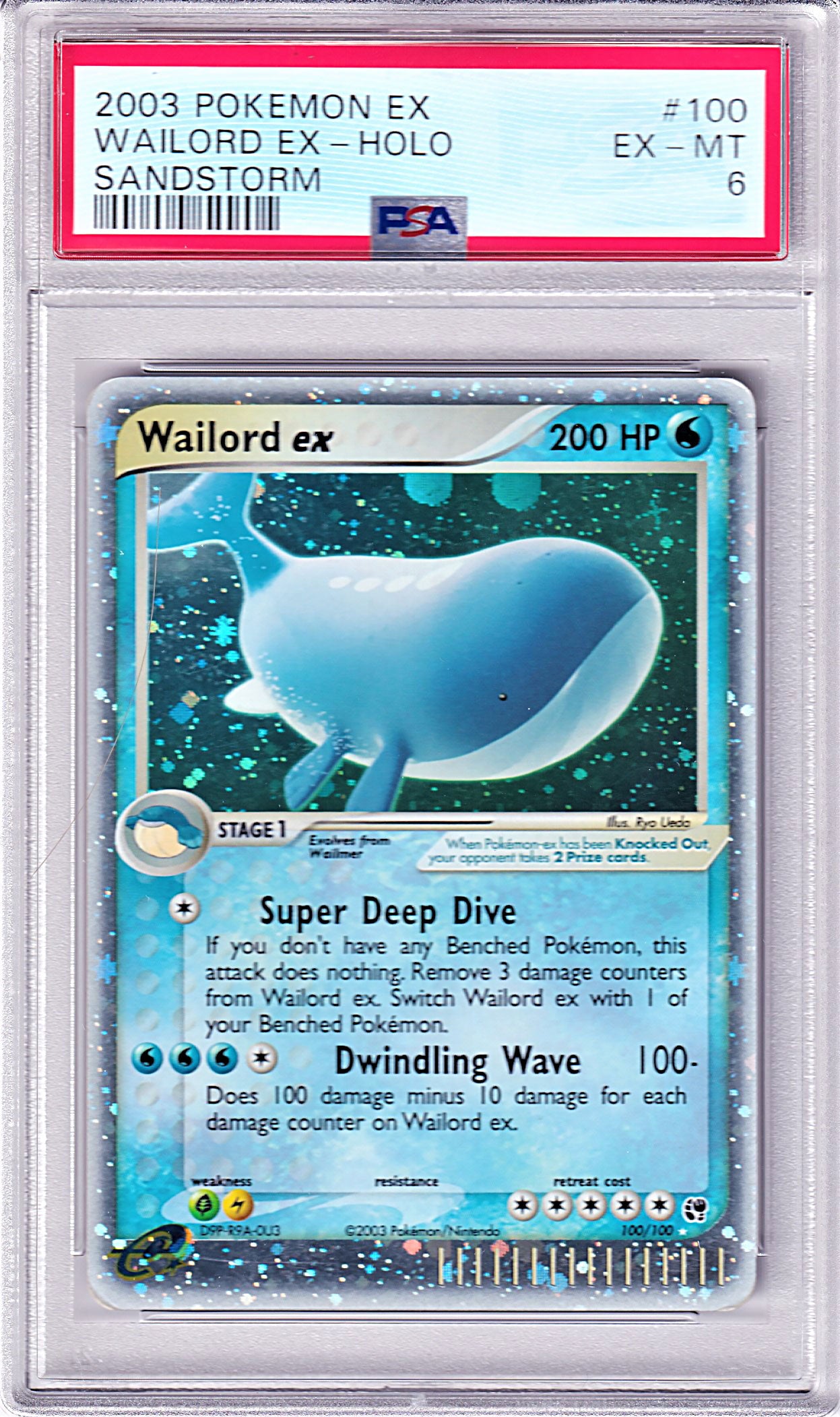 2003 Sandstorm Wailord EX-Holo #100 (PSA 6)